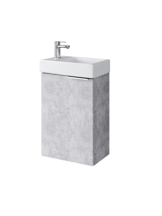 Szafka łazienkowa Fika z umywalką ceramiczną 40 cm, drzwi, wisząca, beton jasny