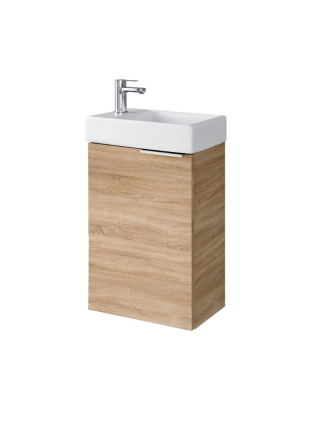 Szafka łazienkowa Fika z umywalką ceramiczną 40 cm, drzwi, wisząca, dąb sonoma