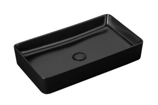 czarna matowa umywalka, szeroka umywalka prostokątna, nowoczesne umywalki nablatowe,