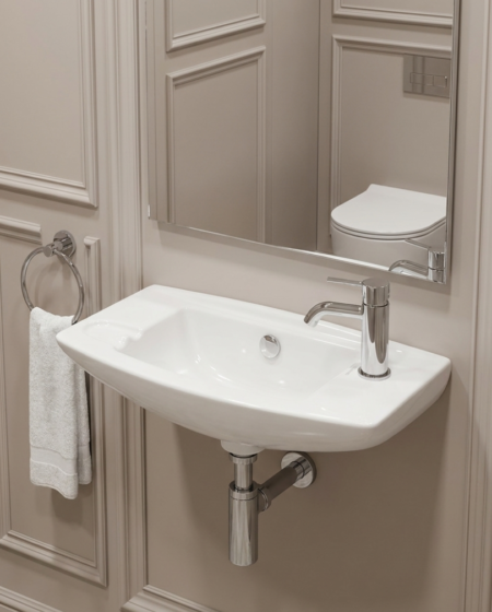 Oval wall-hung basin gloss white CARLA TR41189 Uptrend